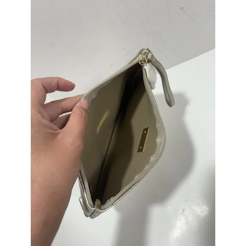 SHISEIDO Makeup Bag gold faux leather Cosmetic Toiletry Pouch - New